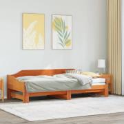 vidaXL Dagbädd med extrasäng vaxad brun 80x200 cm massiv furu