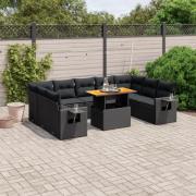 vidaXL Loungegrupp 10 delar med svarta dynor konstrotting