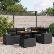 vidaXL Loungegrupp med dynor 6 delar svart konstrotting