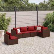 vidaXL Loungegrupp med dynor brun konstrotting