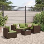 vidaXL Loungegrupp med dynor brun konstrotting