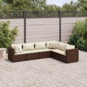 vidaXL Loungegrupp med dynor brun konstrotting