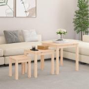 vidaXL Satsbord 3 st massiv furu