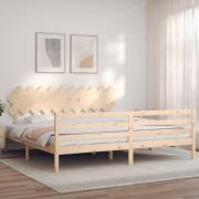 vidaXL Sängram med huvudgavel 200x200 cm massivt trä