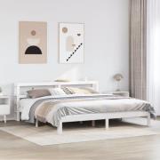vidaXL Sängram med huvudgavel utan madrass vit 180x200 cm