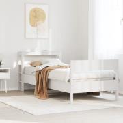 vidaXL Sängram utan madrass vit 100x200 cm massiv furu