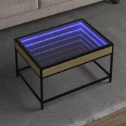 vidaXL Soffbord med Infinity LEDs sonoma-ek 70x50x41 cm