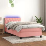 vidaXL Ramsäng med madrass & LED rosa 80x200 cm sammet