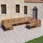 vidaXL Loungegrupp 9 delar honungbrun massiv furu