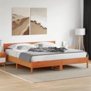 vidaXL Sängram utan madrass vaxbrun 180x200 cm massiv furu