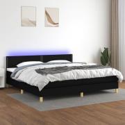 vidaXL Ramsäng med madrass & LED svart 200x200 cm tyg