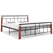 vidaXL Sängram metall och massiv ek 180x200 cm