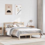 vidaXL Sängram med huvudgavel 160x200 cm massiv furu