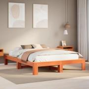 vidaXL Sängram utan madrass vaxbrun 140x190 cm massiv furu