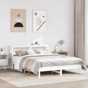 vidaXL Sängram utan madrass vit 140x200 cm massiv furu