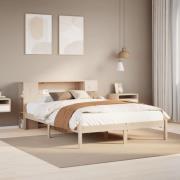 vidaXL Säng med bokhylla utan madrass 120x190 cm massiv furu
