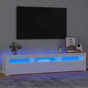 vidaXL Tv-bänk med LED-belysning vit högglans 180x35x40 cm