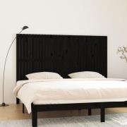 vidaXL Väggmonterad huvudgavel svart 204x3x110 cm massiv furu