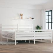 vidaXL Sängram vit massiv furu 200x200 cm