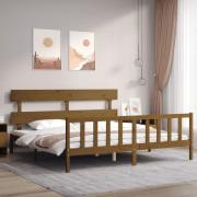 vidaXL Sängram med huvudgavel honungsbrun 200x200 cm massivt trä
