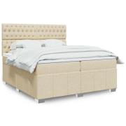 vidaXL Ramsäng med madrass gräddvit 200x200 cm tyg