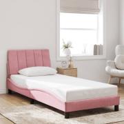 vidaXL Sängram med huvudgavel rosa 90x190 cm sammet