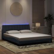 vidaXL Sängram med LED-belysning mörkgrå 180x200 cm sammet