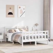 vidaXL Sängram utan madrass vit 140x190 cm massiv furu