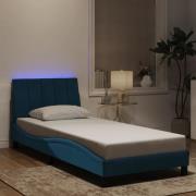 vidaXL Bed Frame with LED without Mattress "Hanko" Blue 90x190 cm Velv...
