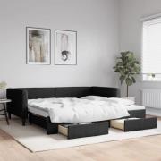 vidaXL Dagbädd utdragbar med lådor svart 100x200 cm tyg
