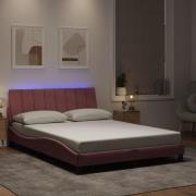 vidaXL Bed Frame with LED without Mattress "Hanko" Pink 120x200 cm Vel...