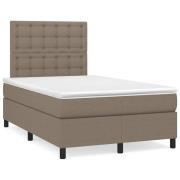 vidaXL Ramsäng med madrass & LED taupe 120x190 cm tyg