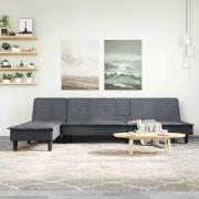 vidaXL L-formad bäddsoffa mörkgrå 255x140x70 cm sammet