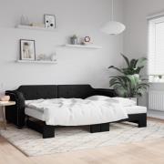 vidaXL Dagbädd utdragbar svart 100x200 cm tyg