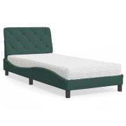 vidaXL Säng med madrass mörkgrön 90x190 cm sammet