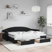 vidaXL Dagbädd utdragbar med lådor svart 80x200 cm sammet