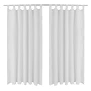 2-pack gardiner med öglor i vit microsatin 140 x 175 cm