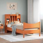 vidaXL Sängram utan madrass vaxad brun 90x200 cm massiv furu
