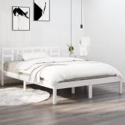 vidaXL Sängram vit massivt trä 135x190 cm