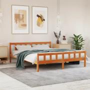 vidaXL Sängram utan madrass vaxbrun 180x200 cm massiv furu