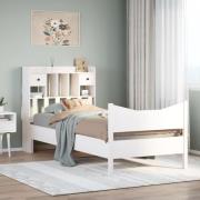 vidaXL Sängram utan madrass vit 100x200 cm massiv furu