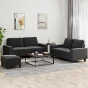 vidaXL Soffgrupp 3 delar svart tyg