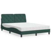 vidaXL Säng med madrass mörkgrön 140x200 cm sammet