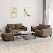 vidaXL Soffgrupp med kuddar 3 delar brun tyg