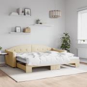 vidaXL Dagbädd utdragbar gräddvit 90x200 cm tyg