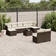 vidaXL Loungegrupp 10 delar med brun dynor konstrotting