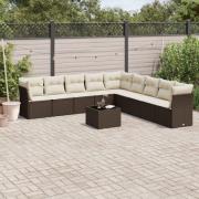 vidaXL Loungegrupp 10 delar med brun dynor konstrotting