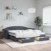 vidaXL Dagbädd utdragbar med lådor mörkgrå 100x200 cm sammet