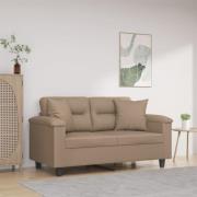 vidaXL 2-sits soffa med prydnadskuddar cappuccino 120 cm konstläder