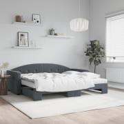vidaXL Dagbädd utdragbar med madrasser mörkgrå 90x200 cm sammet